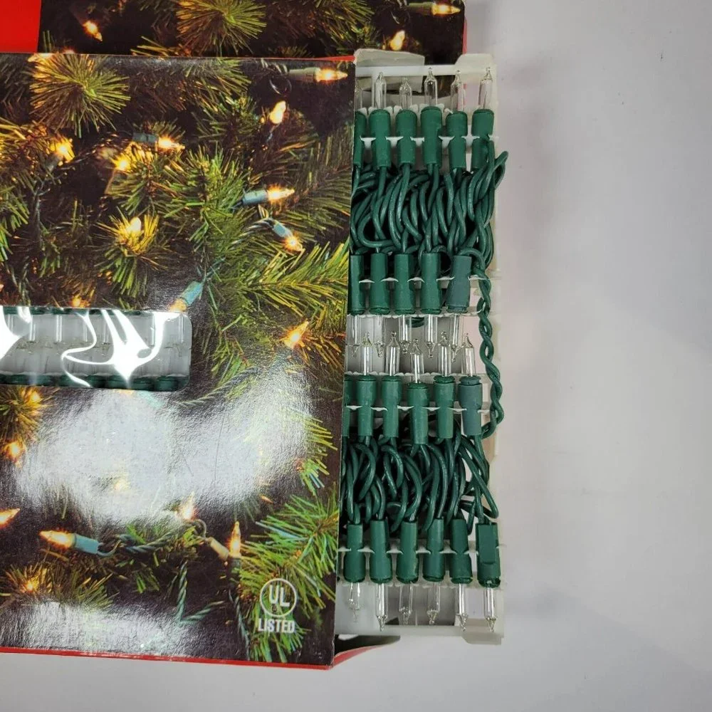 Lot of 2 Santa's Magic 100ct Mini String Lights NEW Clear White Bulb/Green Wire